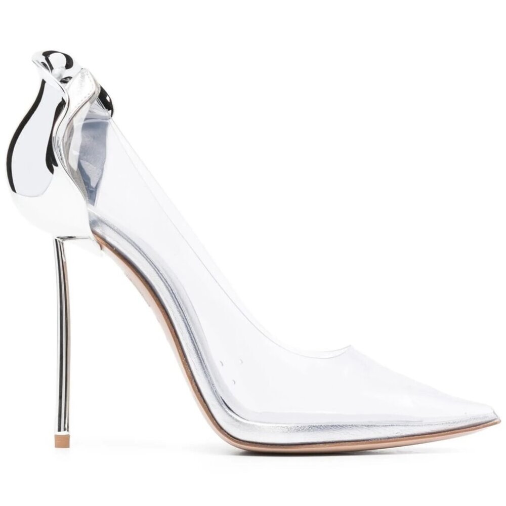 Le Silla 12cm Petalo Pointed Transparent Clear Flower Petal Pumps